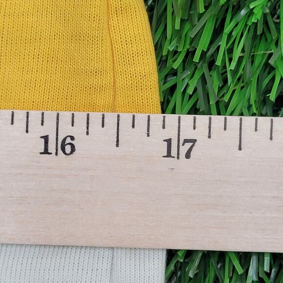 Vintage 80s MOD Block-Stripes Polo Shirt S/M 17x25 Yellow - Picture 4 of 11